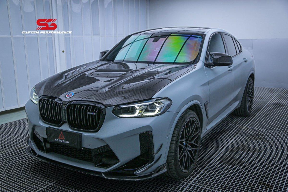 BMW X3M X3MC F97 LCI 2022 2023 2024 & X4M X4MC F98 LCI 2022 2023 2024 with Aftermarket Parts - AE Front Lip?Carbon Fiber?from ArmorExtend