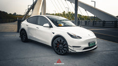 Tesla Model Y 2020 2021 2022 2023 2024 with Aftermarket Parts - AE Style Front Lip Carbon Fiber from ArmorExtend