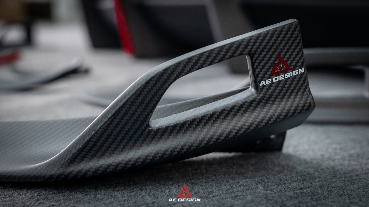 Tesla Model Y 2020 2021 2022 2023 2024 with Aftermarket Parts - AE Style Front Lip Carbon Fiber from ArmorExtend