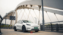 Tesla Model Y 2020 2021 2022 2023 2024 with Aftermarket Parts - AE Style Front Lip Carbon Fiber from ArmorExtend