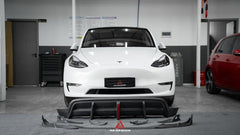 Tesla Model Y 2020 2021 2022 2023 2024 with Aftermarket Parts - AE Style Front Lip Carbon Fiber from ArmorExtend