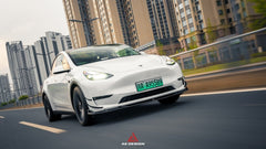 Tesla Model Y 2020 2021 2022 2023 2024 with Aftermarket Parts - AE Style Front Lip Carbon Fiber from ArmorExtend