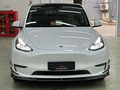 Tesla Model Y 2020 2021 2022 2023 2024 with Aftermarket Parts - AE Style Front Lip Carbon Fiber from ArmorExtend