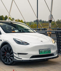 Tesla Model Y 2020 2021 2022 2023 2024 with Aftermarket Parts - AE Style Front Lip Carbon Fiber from ArmorExtend