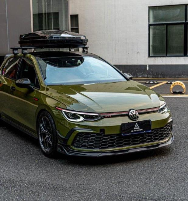 Volkswagen GTI & R-line MK8 2022 2023 2024 with Aftermarket Parts - AE Style Front Lip?Carbon Fiber?from ArmorExtend