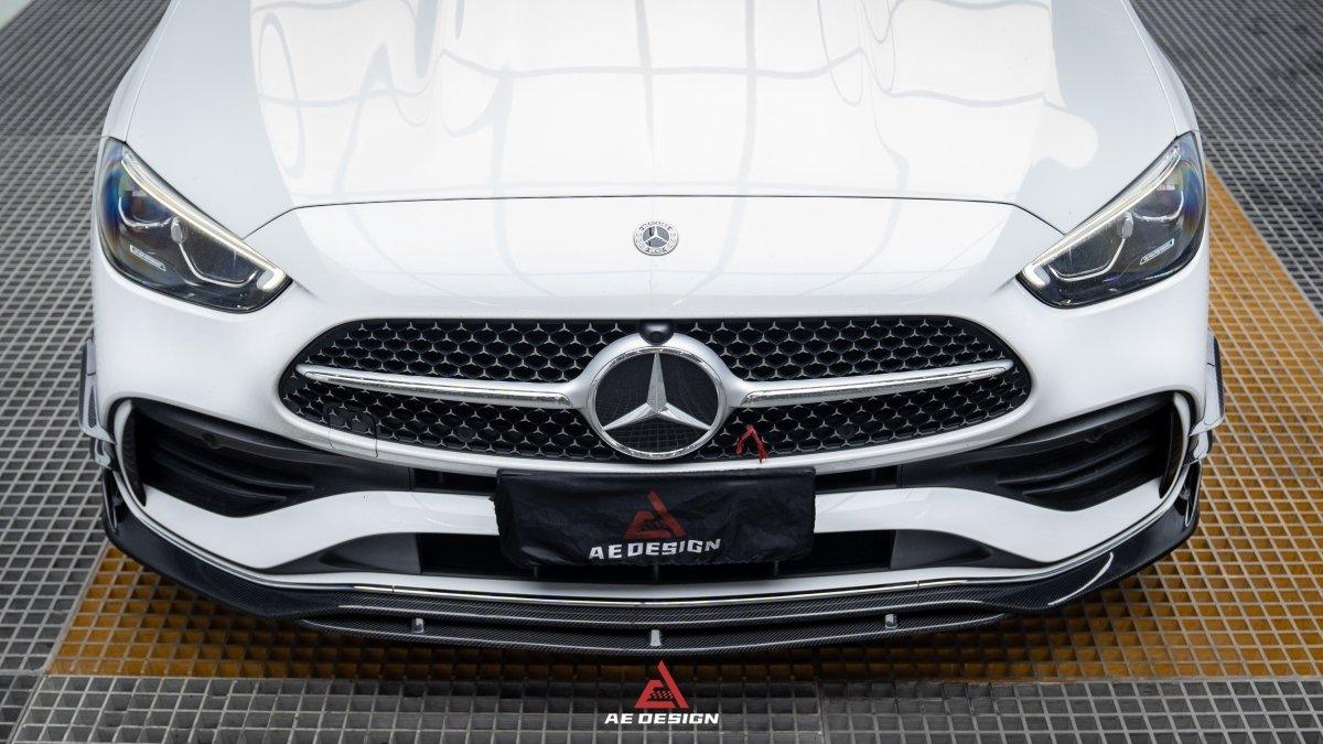 Mercedes Benz C-Class C300 (with sport-package bumper) W206 2021 2022 2023 2024 with Aftermarket Parts - AE Style Front Lip Carbon Fiber from ArmorExtend