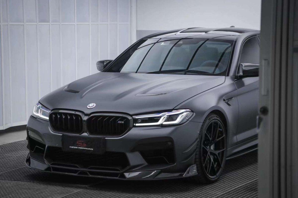 BMW M5 / M5C F90 Pre-LCI 2018 2019 2020 & M5 / M5C F90 LCI 2021 2022 2023 2024 With Aftermarket Parts - AE Lower Lip & Middle Lip?Carbon Fiber from ArmorExtend