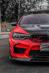 BMW M5 / M5C F90 Pre-LCI 2018 2019 2020 & M5 / M5C F90 LCI 2021 2022 2023 2024 With Aftermarket Parts - AE Lower Lip & Middle Lip?Carbon Fiber from ArmorExtend