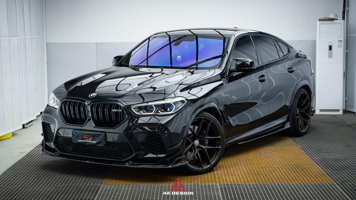 BMW X6M X6MC F96 Pre-LCI 2020 2021 2022 2023 with Aftermarket Parts - AE Style Front Lip Carbon Fiber from ArmorExtend