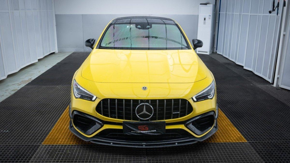 Mercedes Benz CLA45 CLA45S C118 2022 2023 2024 with Aftermarket Parts - AE Front Lip Carbon Fiber from ArmorExtend 
