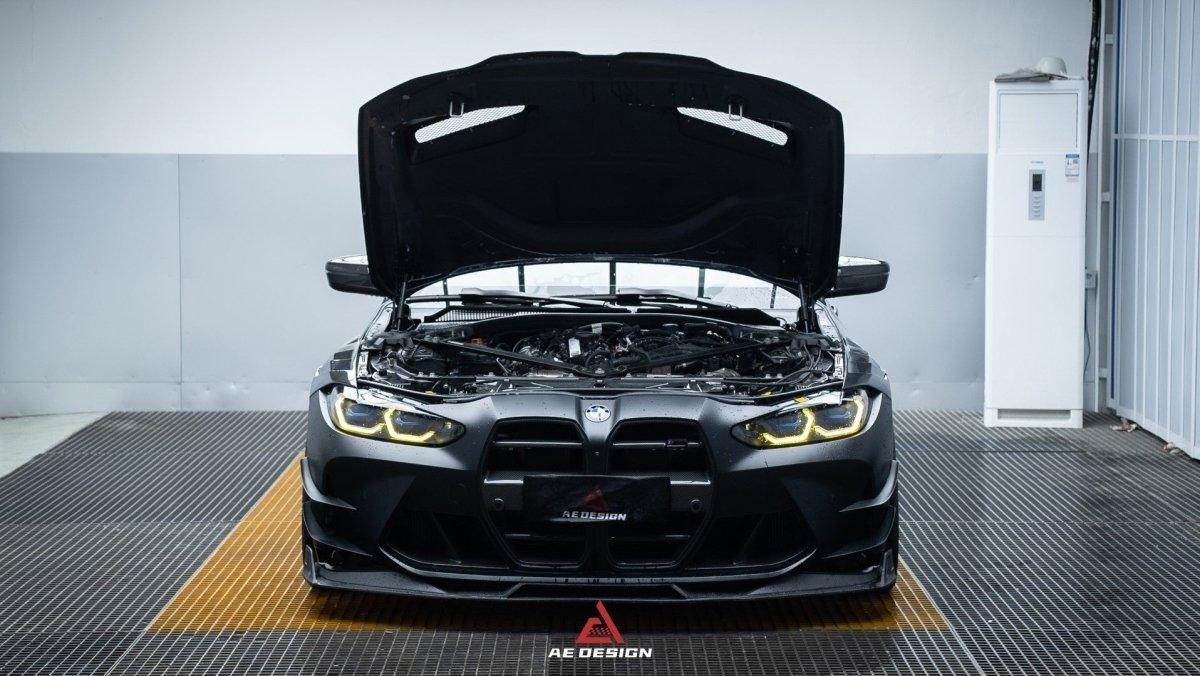 BMW M3 G80 G81 & M4 G82 G83 2021 2022 2023 2024 with Aftermarket Parts - AE?Style Hood?Carbon Fiber from ArmorExtend
