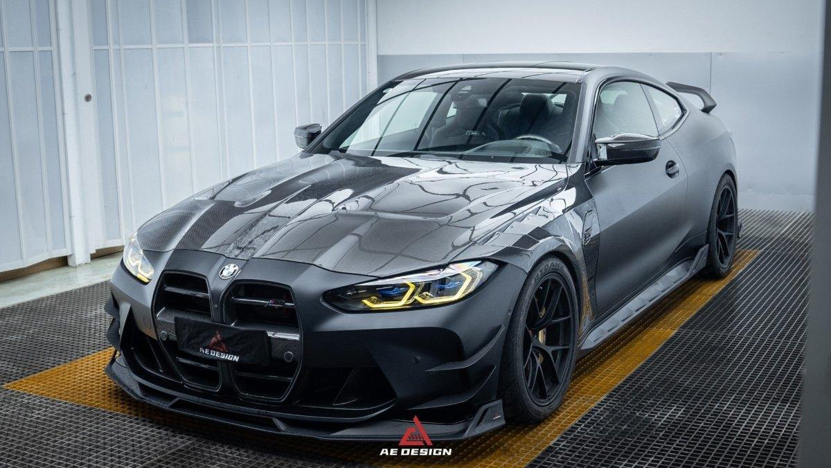 BMW M3 G80 G81 & M4 G82 G83 2021 2022 2023 2024 with Aftermarket Parts - AE?Style Hood?Carbon Fiber from ArmorExtend