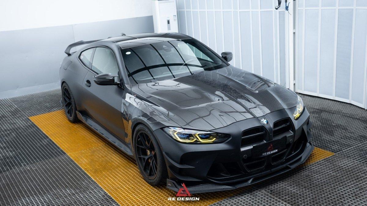 BMW M3 G80 G81 & M4 G82 G83 2021 2022 2023 2024 with Aftermarket Parts - AE?Style Hood?Carbon Fiber from ArmorExtend