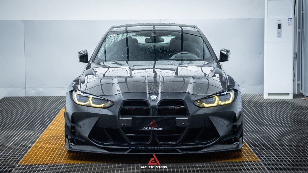 BMW M3 G80 G81 & M4 G82 G83 2021 2022 2023 2024 with Aftermarket Parts - AE?Style Hood?Carbon Fiber from ArmorExtend