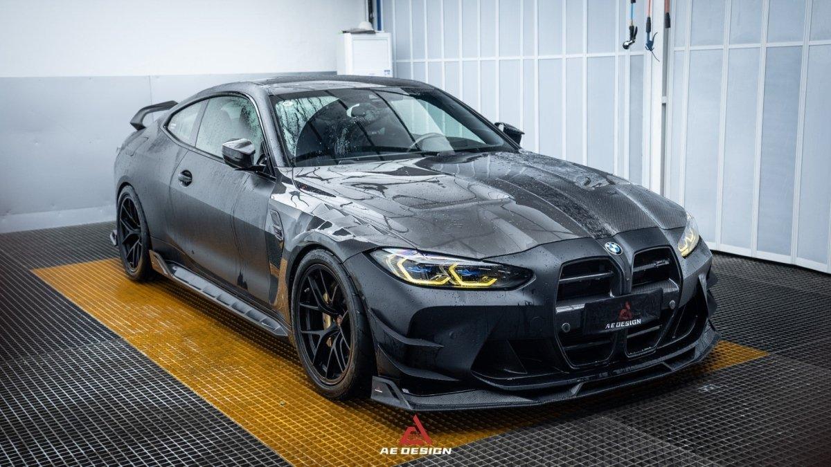 BMW M3 G80 G81 & M4 G82 G83 2021 2022 2023 2024 with Aftermarket Parts - AE?Style Hood?Carbon Fiber from ArmorExtend