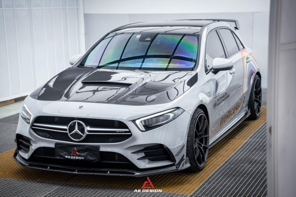 Mercedes Benz CLA-Class CLA45/CLA35/CLA250 C118 2022 2023 2024 A-Class A45/A35/A250/A220 W177 2019 2020 2021 2022 2023 2024 with Aftermarket Parts - AE Hood Bonnet Carbon Fiber from ArmorExtend