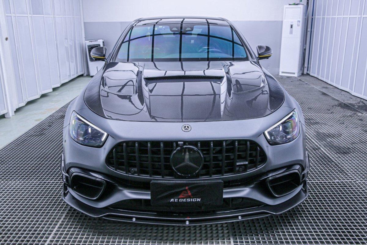 Mercedes Benz E63 E63S W213 2017 2018 2019 2020 2021 2022 2023 2024 with Aftermarket Parts - AE Hood Bonnet Carbon Fiber from ArmorExtend