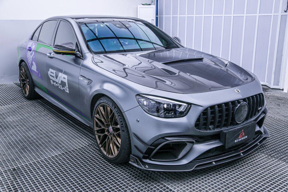 Mercedes Benz E63 E63S W213 2017 2018 2019 2020 2021 2022 2023 2024 with Aftermarket Parts - AE Hood Bonnet Carbon Fiber from ArmorExtend