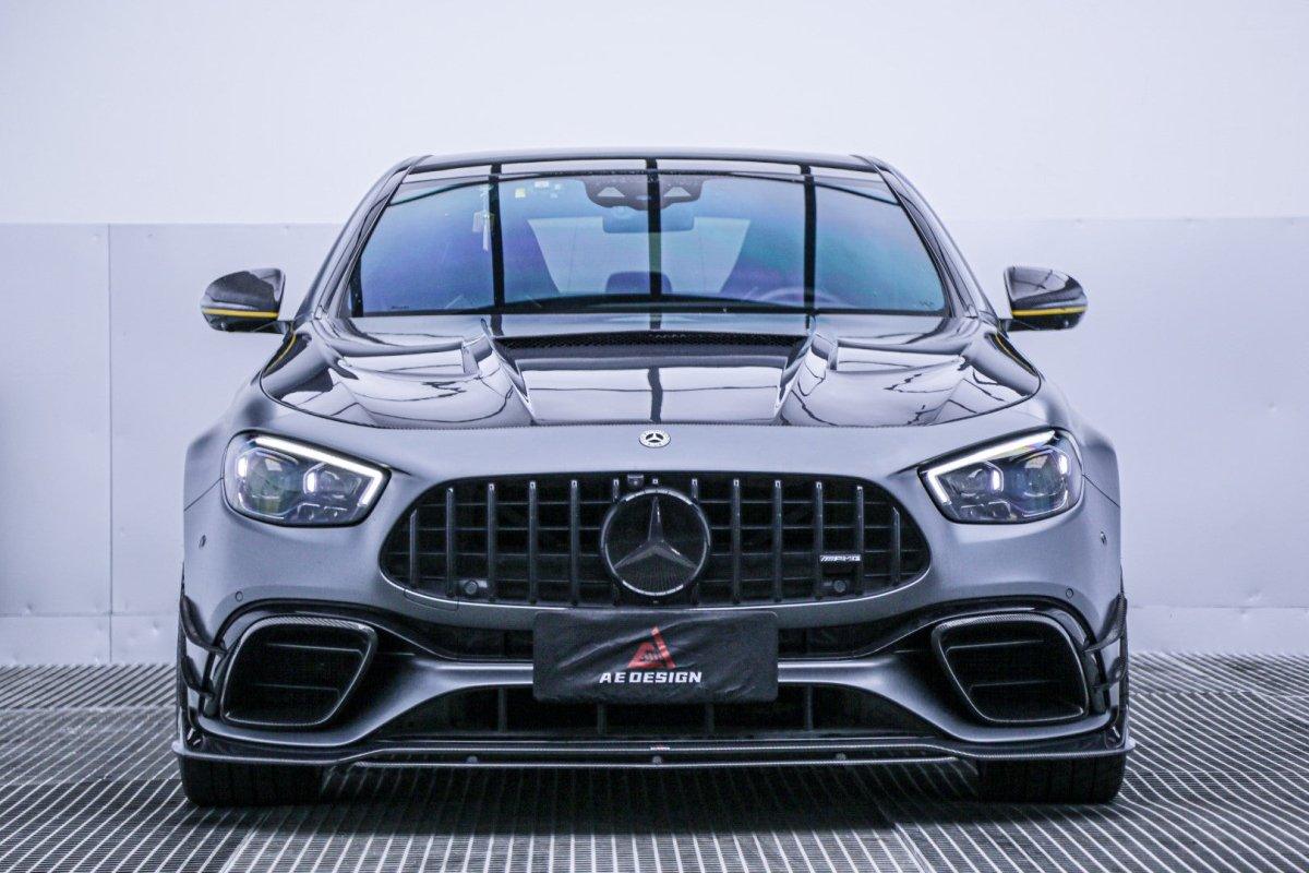 Mercedes Benz E63 E63S W213 2017 2018 2019 2020 2021 2022 2023 2024 with Aftermarket Parts - AE Hood Bonnet Carbon Fiber from ArmorExtend