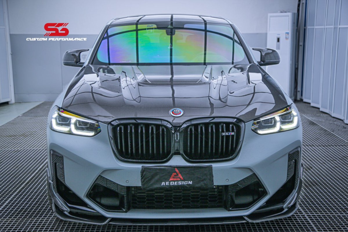 BMW X3 G01 & X3M X3MC F97 (Fits Both Pre-LCI & LCI) 2019 2020 2021 2022 2023 2024 & X4 G02 & X4M X4MC F98 (Fits Both Pre-LCI & LCI) 2019 2020 2021 2022 2023 2024 with Aftermarket Parts - AE Style Hood Bonnet?Double-sided Carbon Fiber?from ArmorExtend
