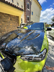 BMW X3 G01 & X3M X3MC F97 (Fits Both Pre-LCI & LCI) 2019 2020 2021 2022 2023 2024 & X4 G02 & X4M X4MC F98 (Fits Both Pre-LCI & LCI) 2019 2020 2021 2022 2023 2024 with Aftermarket Parts - AE Style Hood Bonnet?Double-sided Carbon Fiber?from ArmorExtend