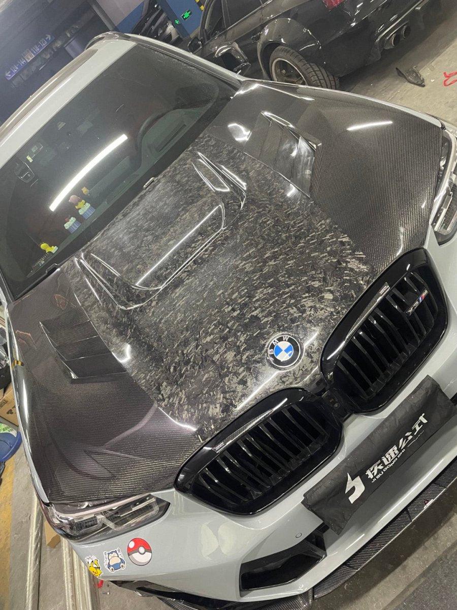 BMW X3 G01 & X3M X3MC F97 (Fits Both Pre-LCI & LCI) 2019 2020 2021 2022 2023 2024 & X4 G02 & X4M X4MC F98 (Fits Both Pre-LCI & LCI) 2019 2020 2021 2022 2023 2024 with Aftermarket Parts - AE Style Hood Bonnet?Double-sided Carbon Fiber?from ArmorExtend