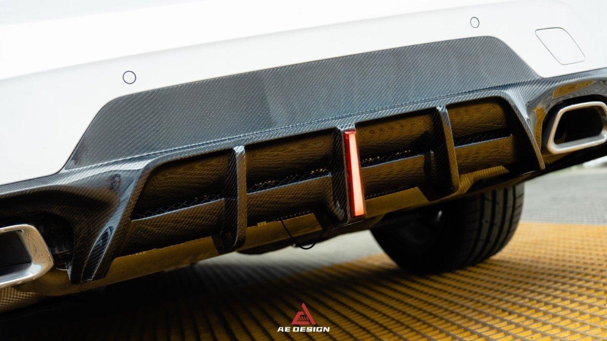BMW 3 Series 330i (With M-Package Bumper, does not fit base model) M340i LCI G20 G21 2023 2024 with Aftermarket Parts - AE V1 Style Rear Diffuser & Canards Carbon Fiber from?ArmorExtend