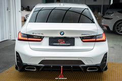 BMW 3 Series 330i (With M-Package Bumper, does not fit base model) M340i LCI G20 G21 2023 2024 with Aftermarket Parts - AE V1 Style Rear Diffuser & Canards Carbon Fiber from?ArmorExtend