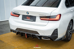 BMW 3 Series 330i (With M-Package Bumper, does not fit base model) M340i LCI G20 G21 2023 2024 with Aftermarket Parts - AE V1 Style Rear Diffuser & Canards Carbon Fiber from?ArmorExtend