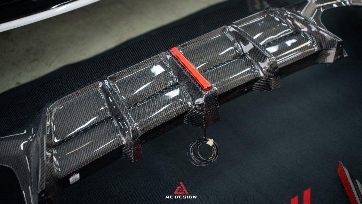 BMW 3 Series 330i (With M-Package Bumper, does not fit base model) M340i LCI G20 G21 2023 2024 with Aftermarket Parts - AE V1 Style Rear Diffuser & Canards Carbon Fiber from?ArmorExtend
