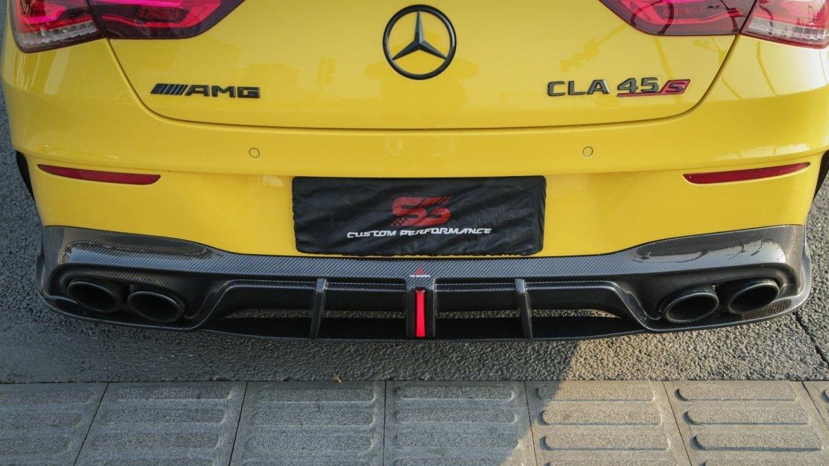 Mercedes Benz CLA45 CLA45S C118 2020 2021 2022 2023 2024 & CLA35 C118 2020 2021 2022 2023 2024 & CLA250 (With Sport Package Bumper) C118 2020 2021 2022 2023 2024 with Aftermarket Parts - AE Rear Diffuser?Carbon Fiber?from ?ArmorExtend