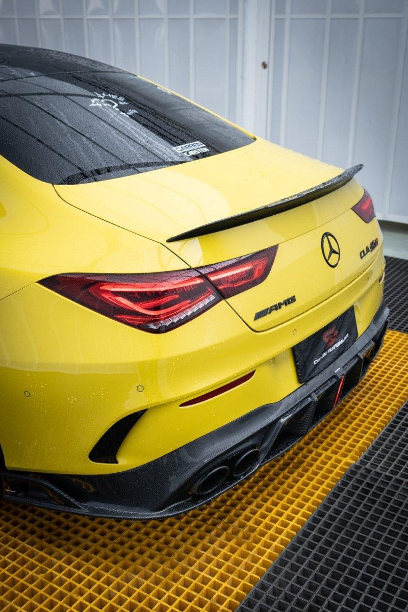 Mercedes Benz CLA45 CLA45S C118 2020 2021 2022 2023 2024 & CLA35 C118 2020 2021 2022 2023 2024 & CLA250 (With Sport Package Bumper) C118 2020 2021 2022 2023 2024 with Aftermarket Parts - AE Rear Diffuser?Carbon Fiber?from ?ArmorExtend