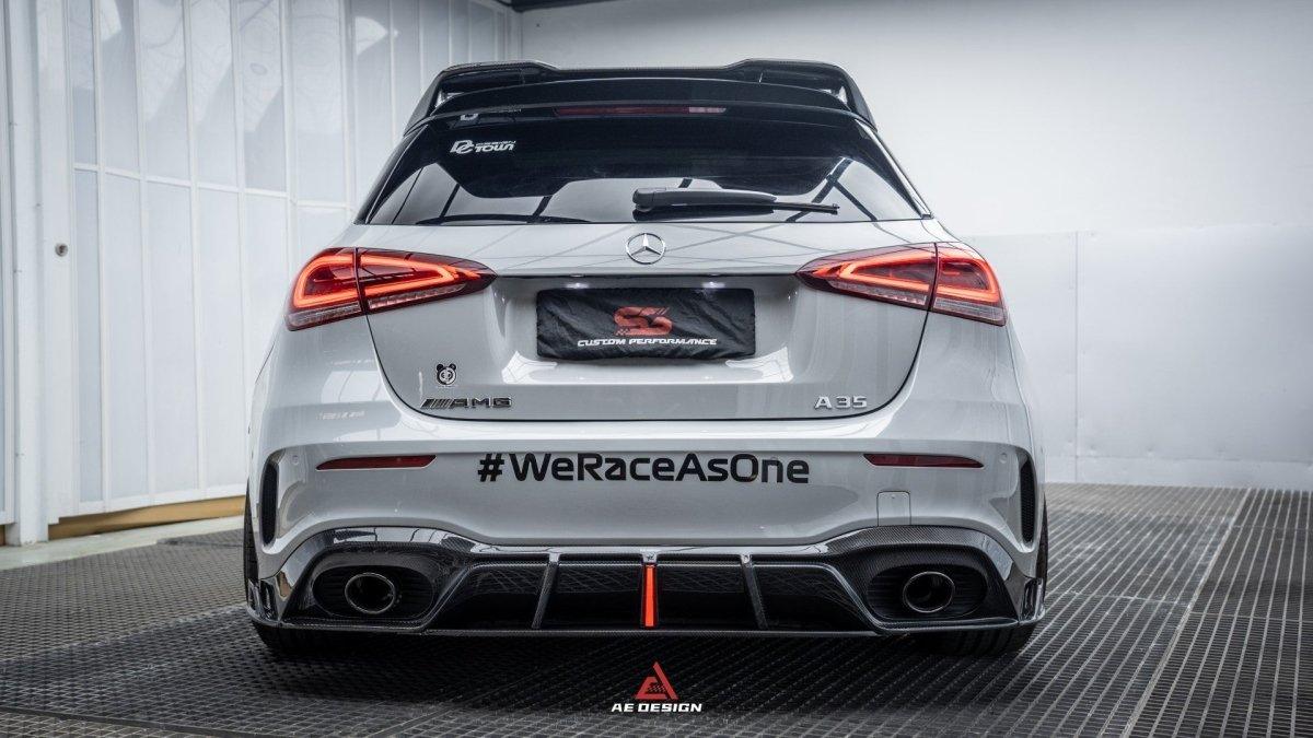Mercedes Benz A-Class A45/A35/A250/A220 W177 2019 2020 2021 2022 2023 2024 with Aftermarket Parts - AE Style Rear Diffuser Carbon Fiber from ArmorExtend