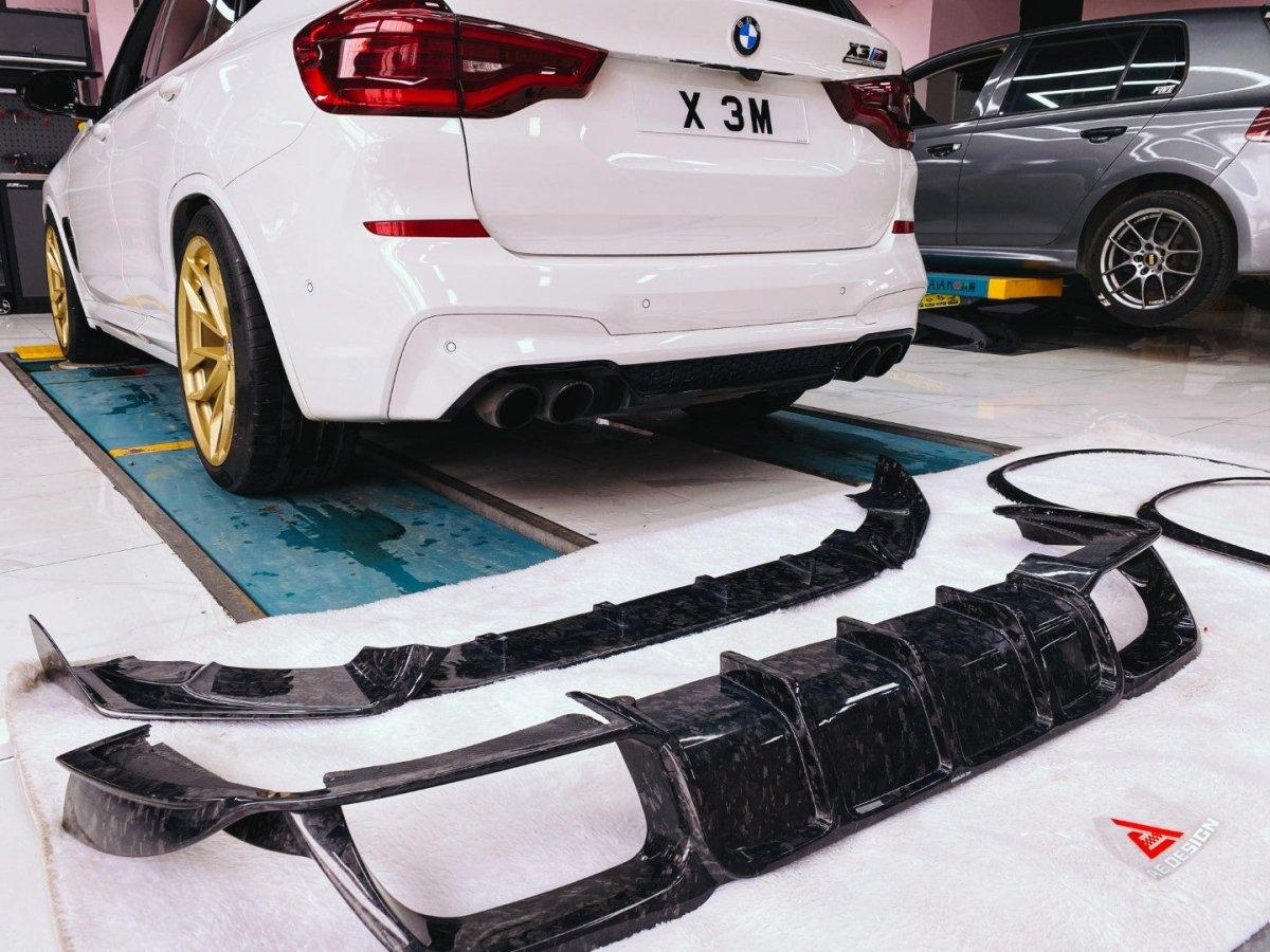 BMW X3M X3MC F97 (Fits Both Pre-LCI & LCI) 2019 2020 2021 2022 2023 2024 with Aftermarket Parts - AE V1 Style Rear Diffuser?Carbon Fiber from?ArmorExtend
