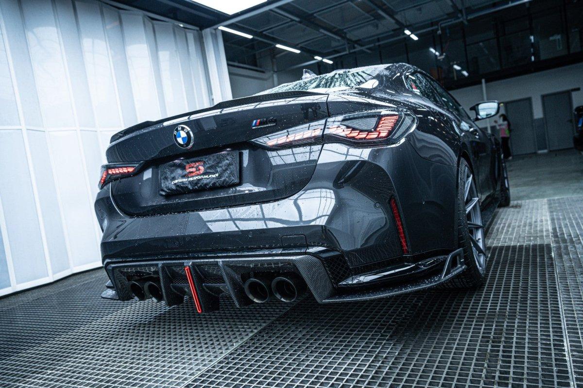 BMW M3 G80 G81 2021 2022 2023 2024 & M4 G82 G83 2021 2022 2023 2024 with Aftermarket Parts - AE V2 Style?Rear Diffuser & Canards Carbon Fiber from ?ArmorExtend