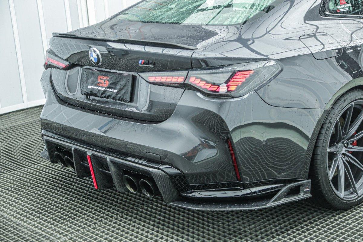 BMW M3 G80 G81 2021 2022 2023 2024 & M4 G82 G83 2021 2022 2023 2024 with Aftermarket Parts - AE V2 Style?Rear Diffuser & Canards Carbon Fiber from ?ArmorExtend