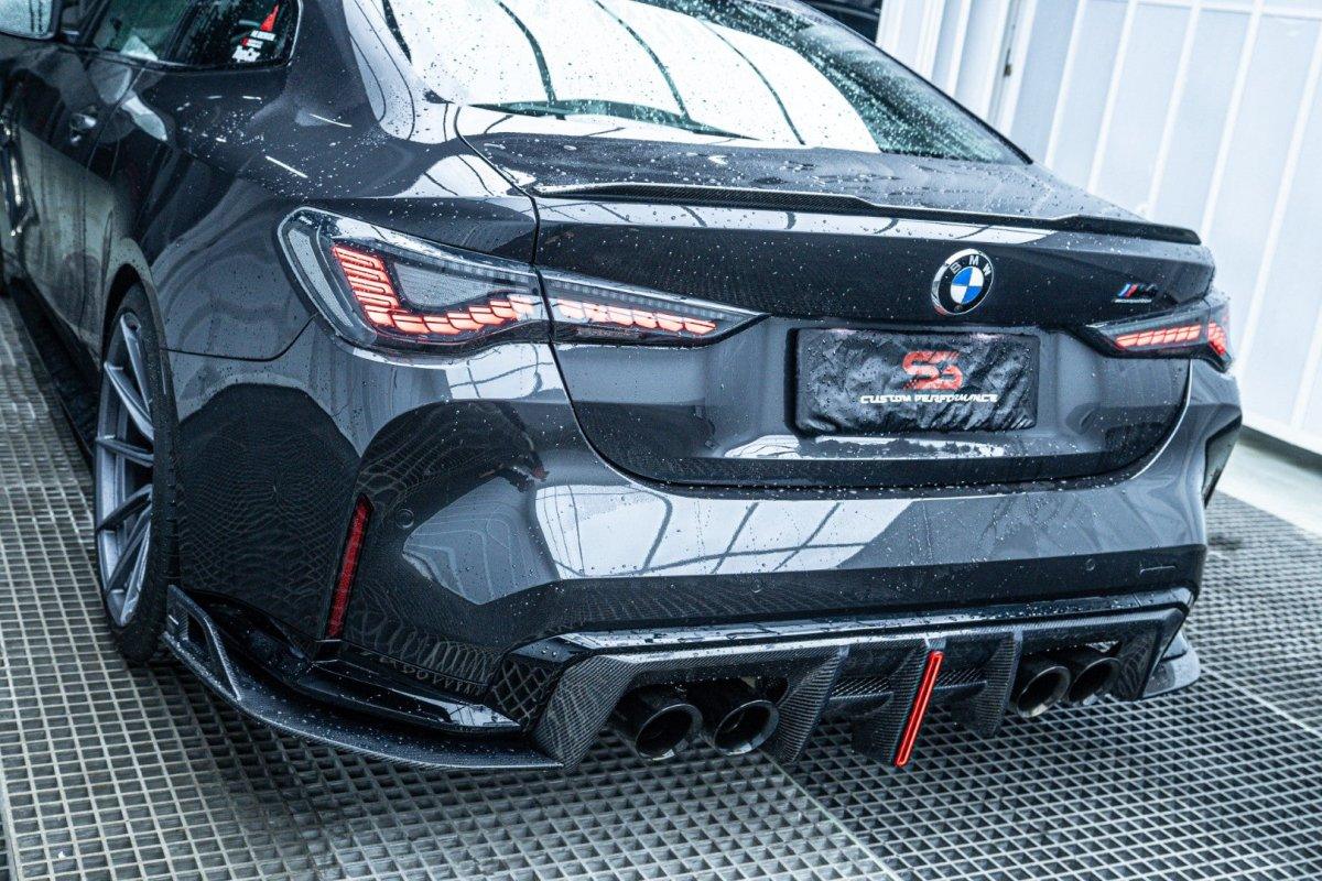 BMW M3 G80 G81 2021 2022 2023 2024 & M4 G82 G83 2021 2022 2023 2024 with Aftermarket Parts - AE V2 Style Rear Diffuser & Canards Carbon Fiber from  ArmorExtend