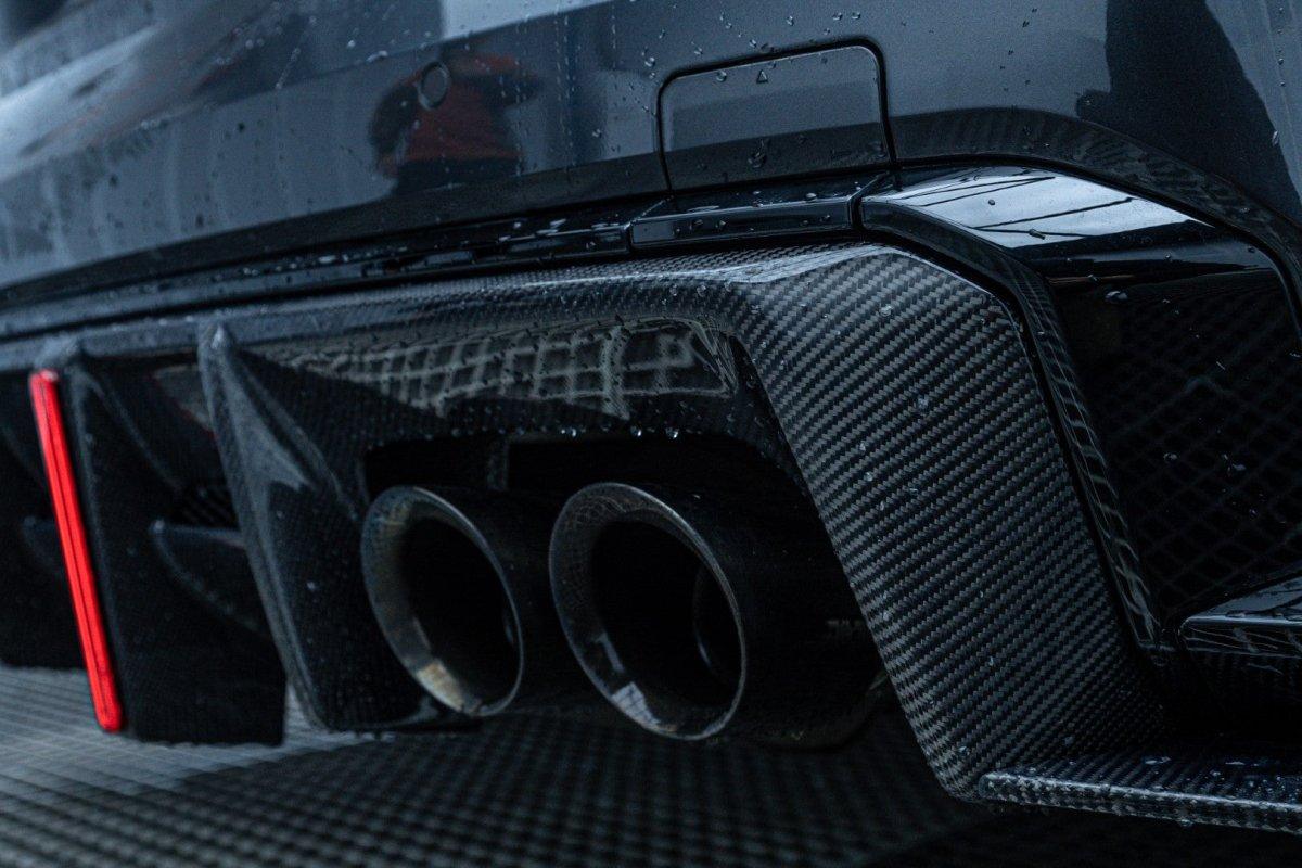 BMW M3 G80 G81 2021 2022 2023 2024 & M4 G82 G83 2021 2022 2023 2024 with Aftermarket Parts - AE V2 Style?Rear Diffuser & Canards Carbon Fiber from ?ArmorExtend