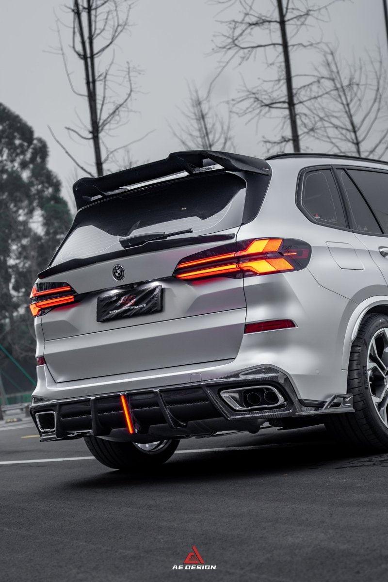BMW X5 G05 M50i X/S Drive 40i (with M-Package) (Fits Both Pre-LCI & LCI) 2019 2020 2021 2022 2023 2024?with Aftermarket Parts - AE?Style Rear Roof Spoiler Carbon Fiber from ArmorExtend