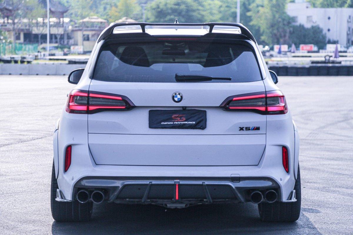 BMW X5M X5MC F95 (Fits Both Pre-LCI & LCI) 2020 2021 2022 2023 2024 with Aftermarket Parts - AE Style Rear Roof Spoiler Carbon Fiber from ArmorExtend