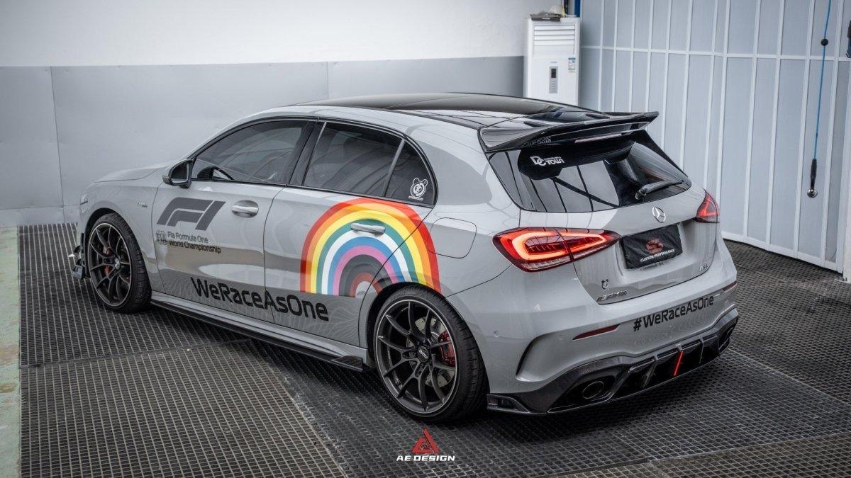 Mercedes Benz A-Class A45/A35/A250/A220 W177 2019 2020 2021 2022 2023 2024?with Aftermarket Parts -AE Rear Roof Spoiler?Carbon Fiber?from?ArmorExtend