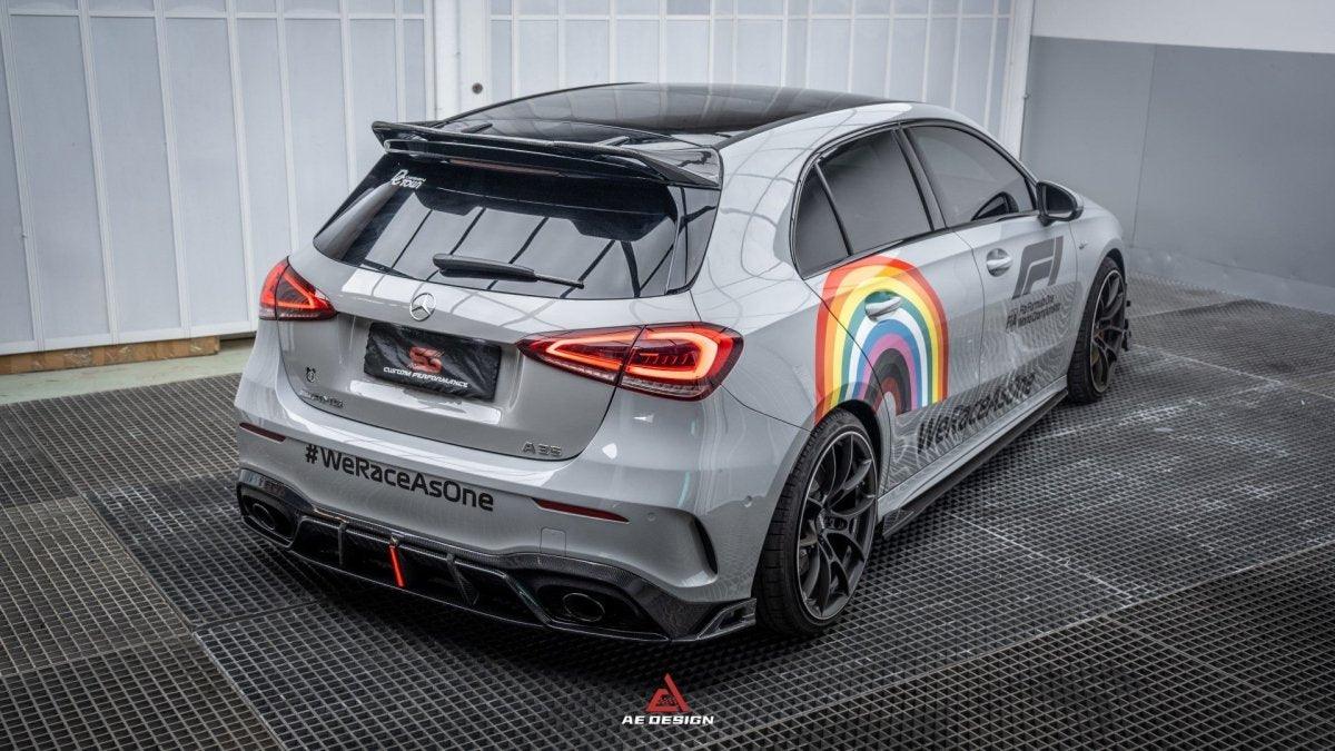 Mercedes Benz A-Class A45/A35/A250/A220 W177 2019 2020 2021 2022 2023 2024?with Aftermarket Parts -AE Rear Roof Spoiler?Carbon Fiber?from?ArmorExtend