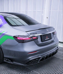 Mercedes Benz E-Class E350 E450 W213 2017 2018 2019 2020 2021 2022 2023 2024 & E53 E63 W213 2018 2019 2020 2021 2022 2023 2024 with Aftermarket Parts - AE Rear Spoiler Carbon Fiber?from ArmorExtend