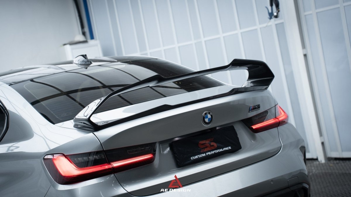BMW M3 G80 2021 2022 2023 2024 & 3 Series 330i M340i (Fits Both Pre-LCI & LCI) 2019 2020 2021 2022 2023 2024 with Aftermarket Parts - AE Style Rear Wing Carbon Fiber?from ArmorExtend