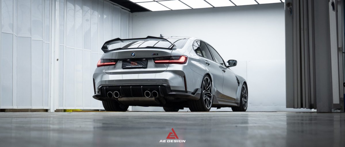 BMW M3 G80 2021 2022 2023 2024 & 3 Series 330i M340i (Fits Both Pre-LCI & LCI) 2019 2020 2021 2022 2023 2024 with Aftermarket Parts - AE Style Rear Wing Carbon Fiber?from ArmorExtend