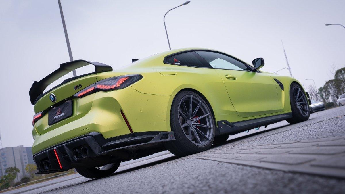 BMW M3 G80 G81 2021 2022 2023 2024 & M4 G82 G83 2021 2022 2023 2024 with Aftermarket Parts - AE Style Side Skirts Carbon Fiber?from ArmorExtend