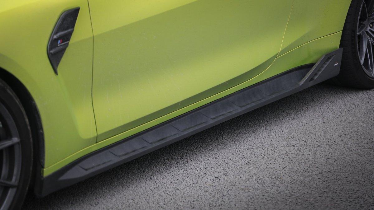 BMW M3 G80 G81 2021 2022 2023 2024 & M4 G82 G83 2021 2022 2023 2024 with Aftermarket Parts - AE Style Side Skirts Carbon Fiber?from ArmorExtend