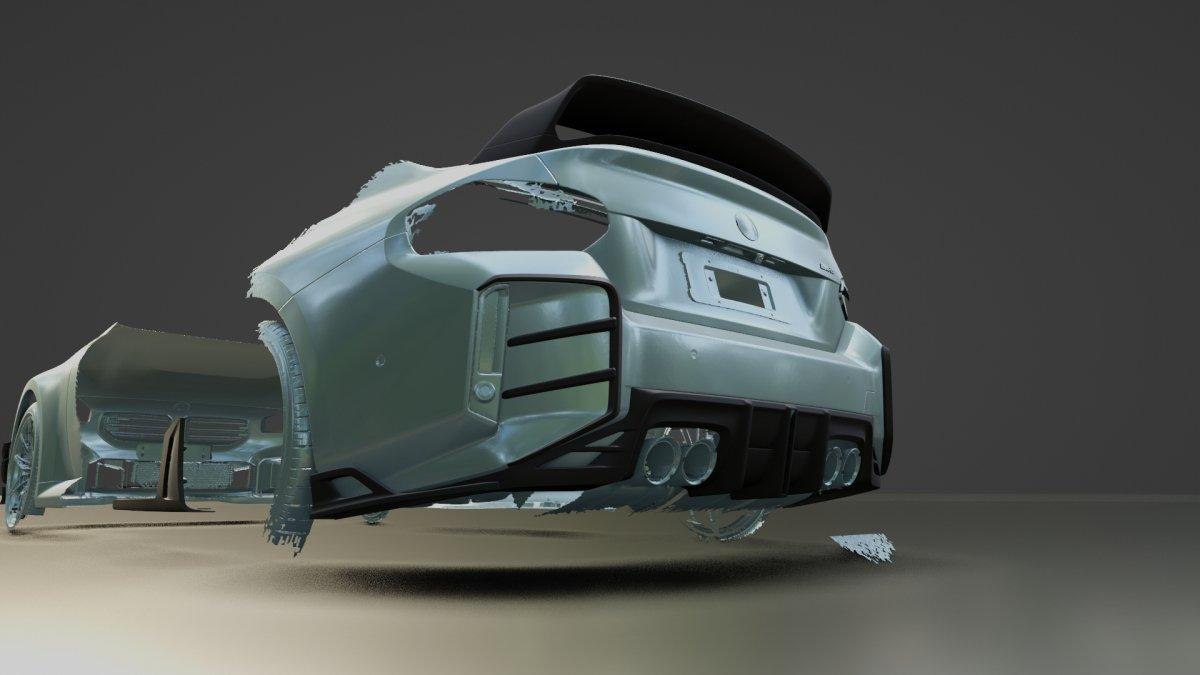 BMW M2 M2C G87 2023 2024 with Aftermarket Parts - ART & ART Street Version & AE Track Version Style Rear Diffuser & Canards Carbon Fiber from ArmorExtend