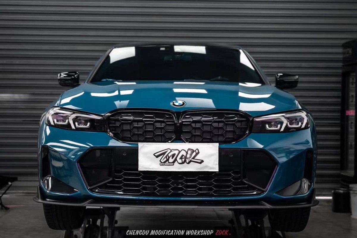 BMW 3 Series 330i (With M-Package Bumper, does not fit base model) M340i LCI G20 G21 2023 2024 with Aftermarket Parts - Plustic Style Front Lip ABS from?ArmorExtend
