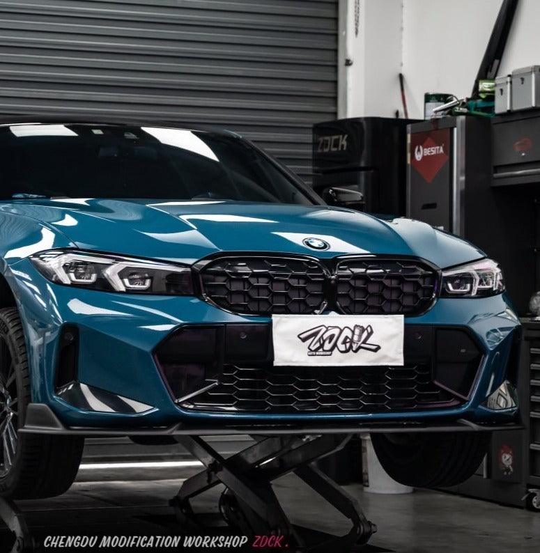 BMW 3 Series 330i (With M-Package Bumper, does not fit base model) M340i LCI G20 G21 2023 2024 with Aftermarket Parts - Plustic Style Front Lip ABS from?ArmorExtend